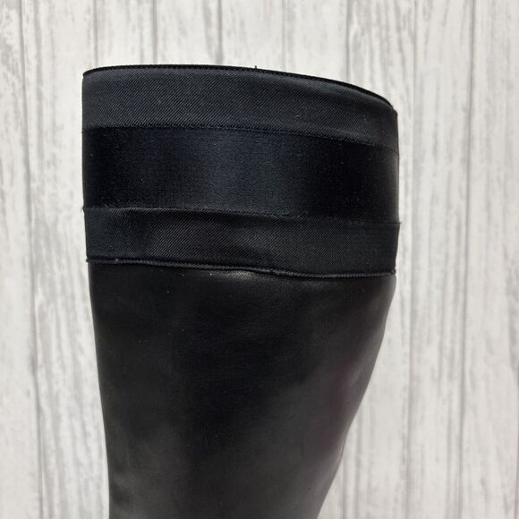 Womens Size 9.5 Gucci Black Leather Riding Boots Bamboo Gold Charm - Picture 6 of 16